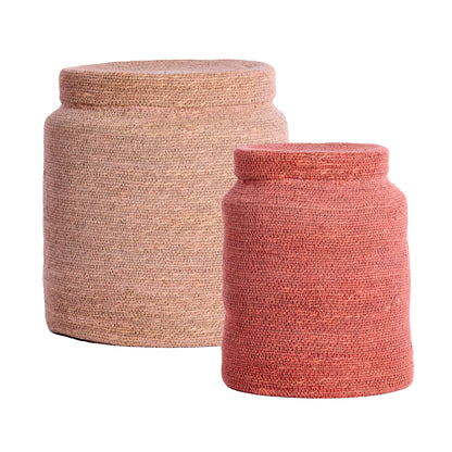 Korb BETANIA 2er-Set Ø 25 × 32,5 cm &amp; Ø 33 × 38 cm von Light &amp; Living in Hellrosa-Rosa