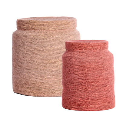 Korb BETANIA 2er-Set Ø 25 × 32,5 cm &amp; Ø 33 × 38 cm von Light &amp; Living in Hellrosa-Rosa