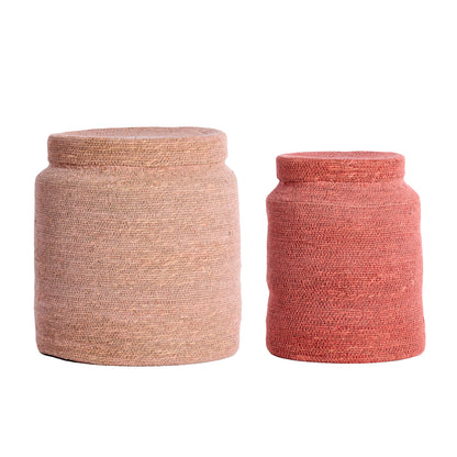Korb BETANIA 2er-Set Ø 25 × 32,5 cm &amp; Ø 33 × 38 cm von Light &amp; Living in Hellrosa-Rosa