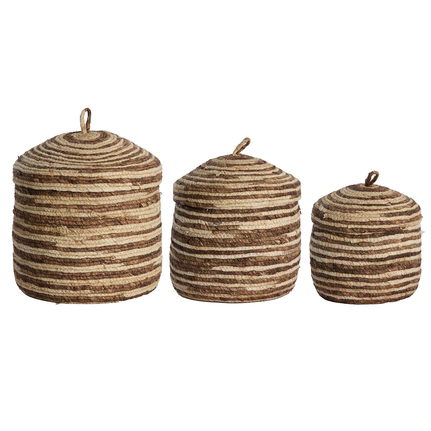Korb KILRUSH 3er-Set mit Deckel – max. Ø 34 × 36 cm von Light &amp; Living in Braun-creme