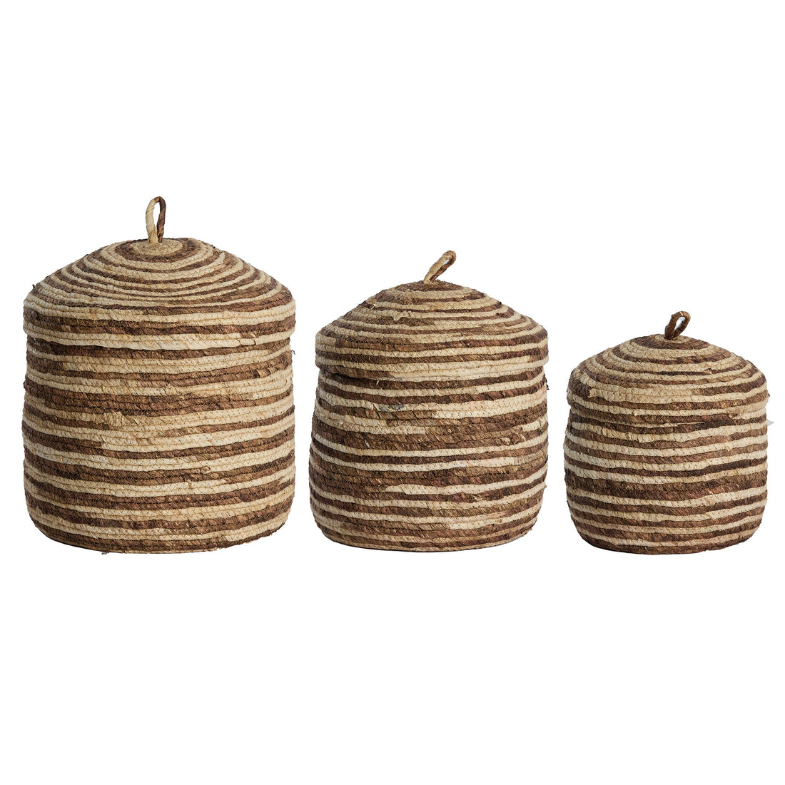 Korb KILRUSH 3er-Set mit Deckel – max. Ø 34 × 36 cm von Light & Living in Braun-creme