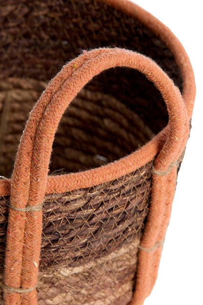 Korb KINSALE 3er Set – Ø 23 × 17 cm / Ø 28 × 20 cm / Ø 33 × 23 cm in braun, rot, terracotta