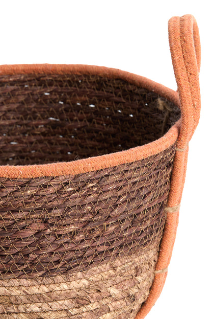 Korb KINSALE 3er Set – Ø 23 × 17 cm / Ø 28 × 20 cm / Ø 33 × 23 cm in braun, rot, terracotta