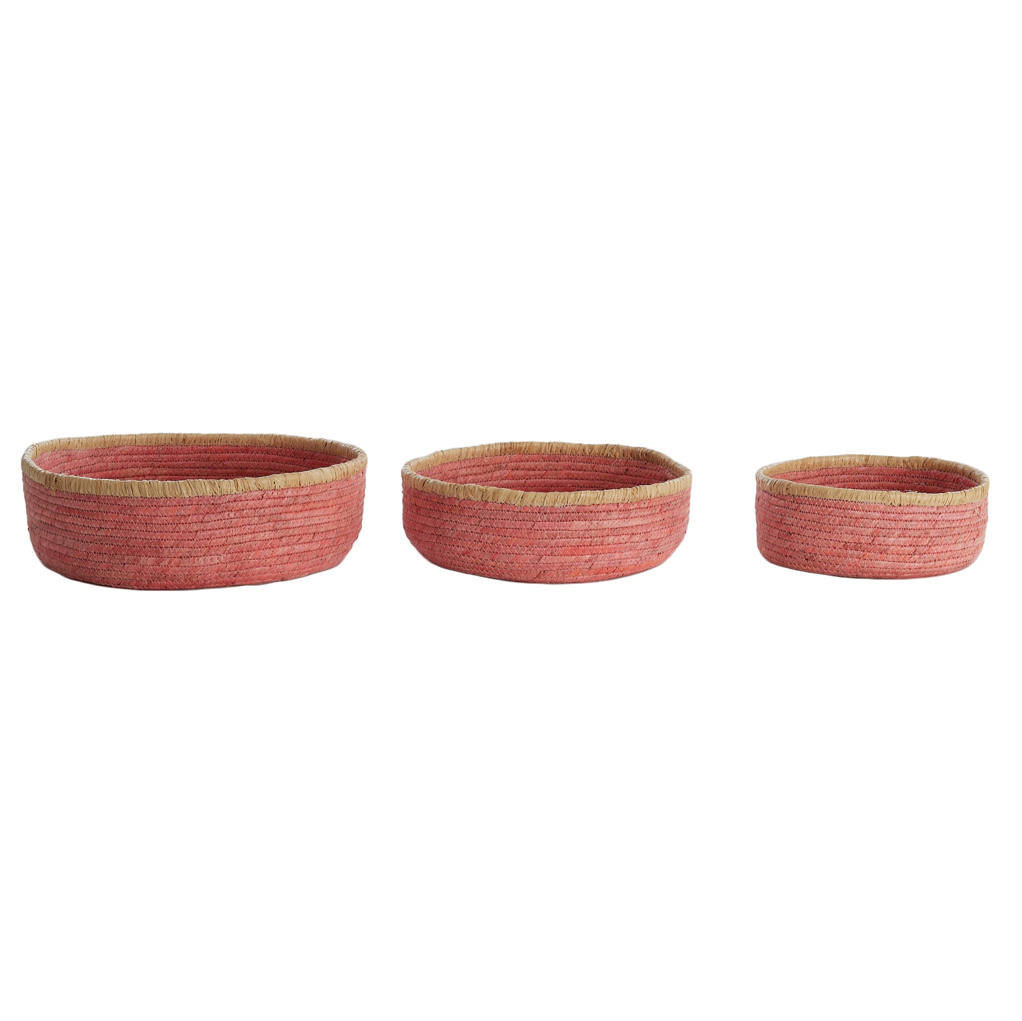 Korb PAITO 3er‑Set in Rosa &amp; Naturell, max. Ø 39 × 13 cm von Light &amp; Living