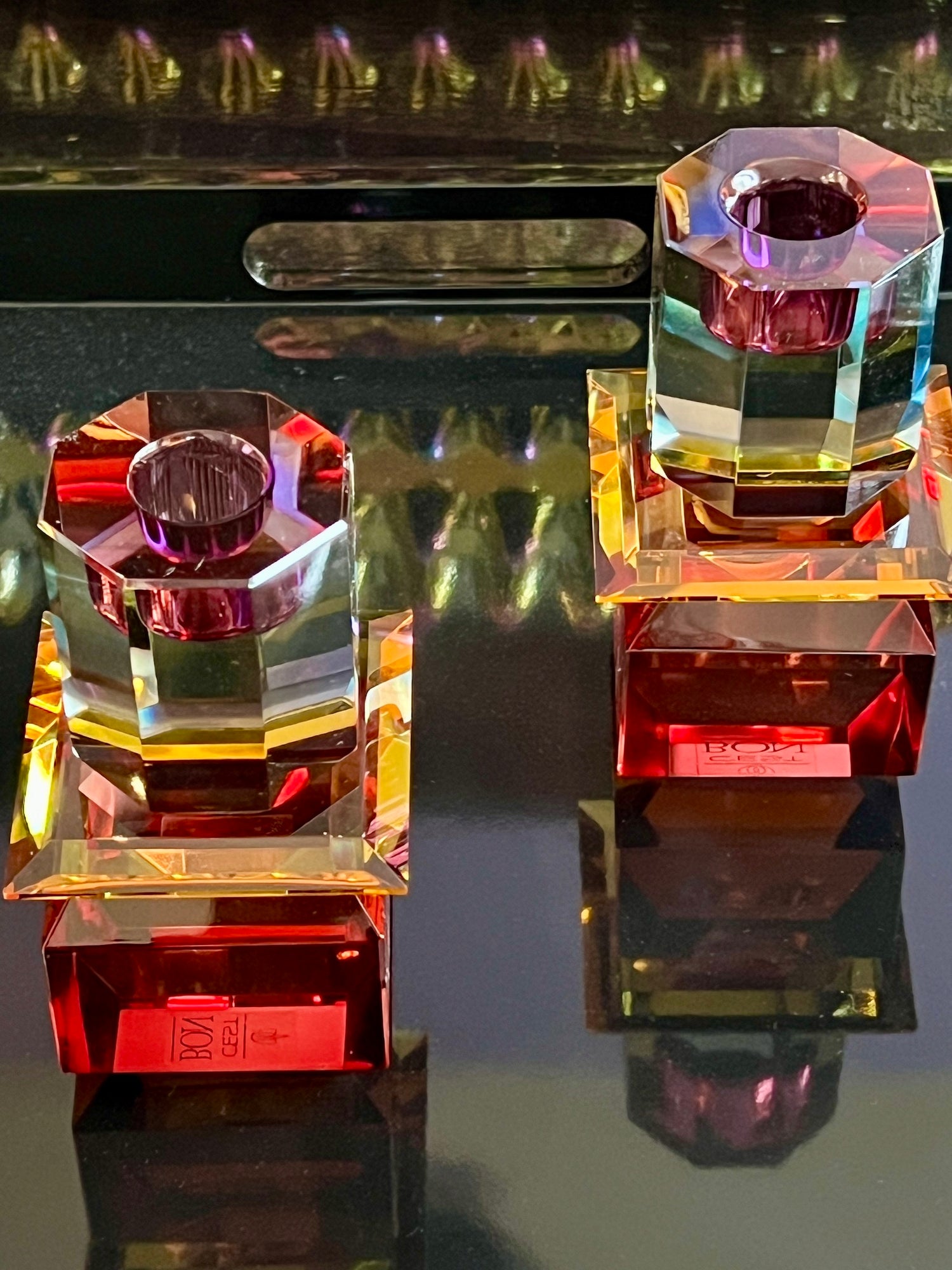 Porta cristal AURORA en Burdeos/Ámbar/Azul Ombre