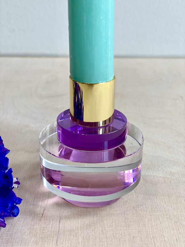 Kerzenhalter DIOPTRICS Kristallglas rund/lila Ø6x7cm