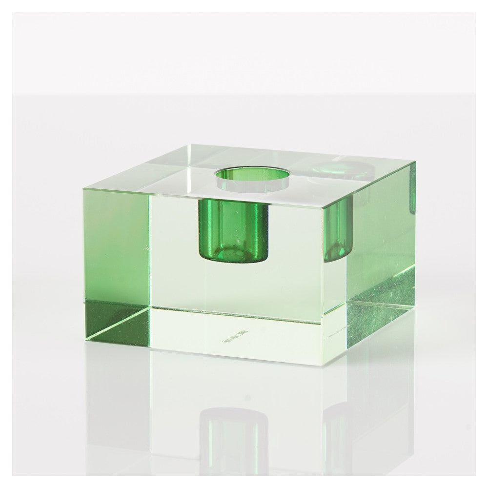 Kristallglas-Kerzenhalter DIOPTRICS grün