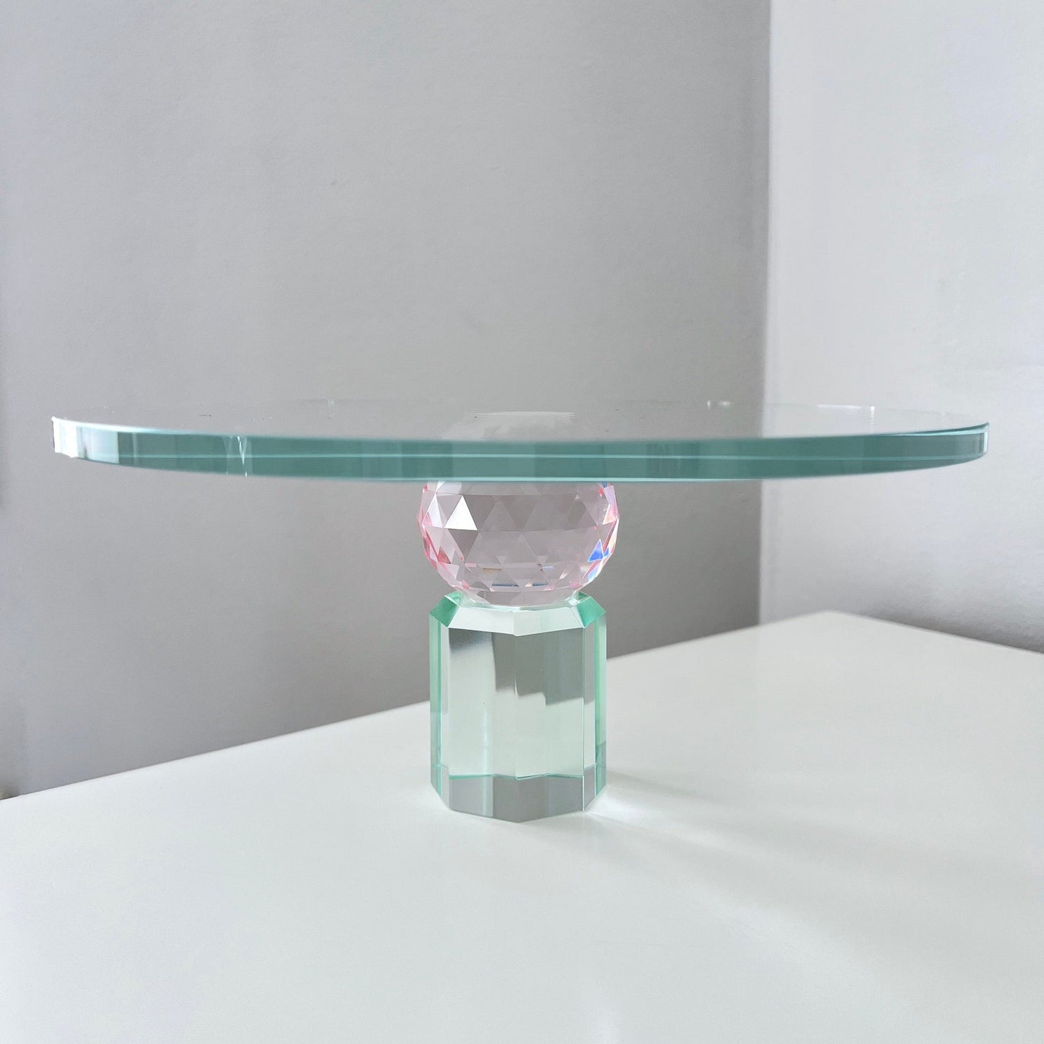 Kuchenplatte Kristallglas in Minze-Grün und Rosa