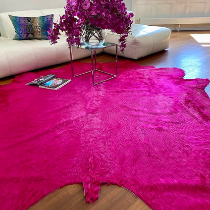 Kuhfell Teppich fuchsia-pink