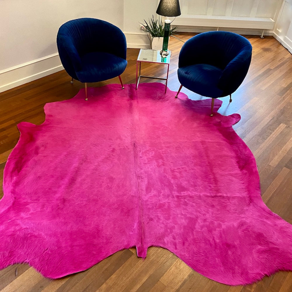 Kuhfell Teppich fuchsia-pink