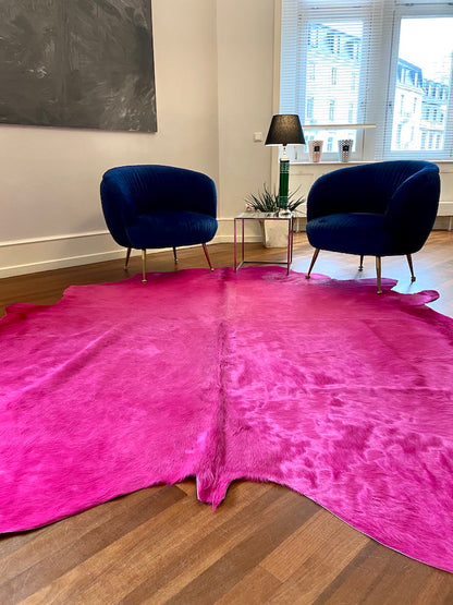 Kuhfell Teppich fuchsia-pink