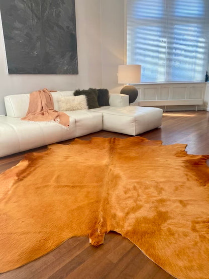 Kuhfell Teppich Senfgelb