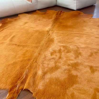 Kuhfell Teppich Senfgelb