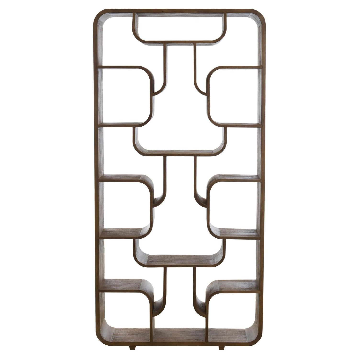 Modernes Standregal aus dunkelbraunem Eisen im grafischen Design