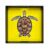 Lacktablett SCHILDKRÖTE  gelb handbemalt quadratisch 46x46cm