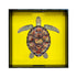 Lacktablett SCHILDKRÖTE  gelb handbemalt quadratisch 46x46cm