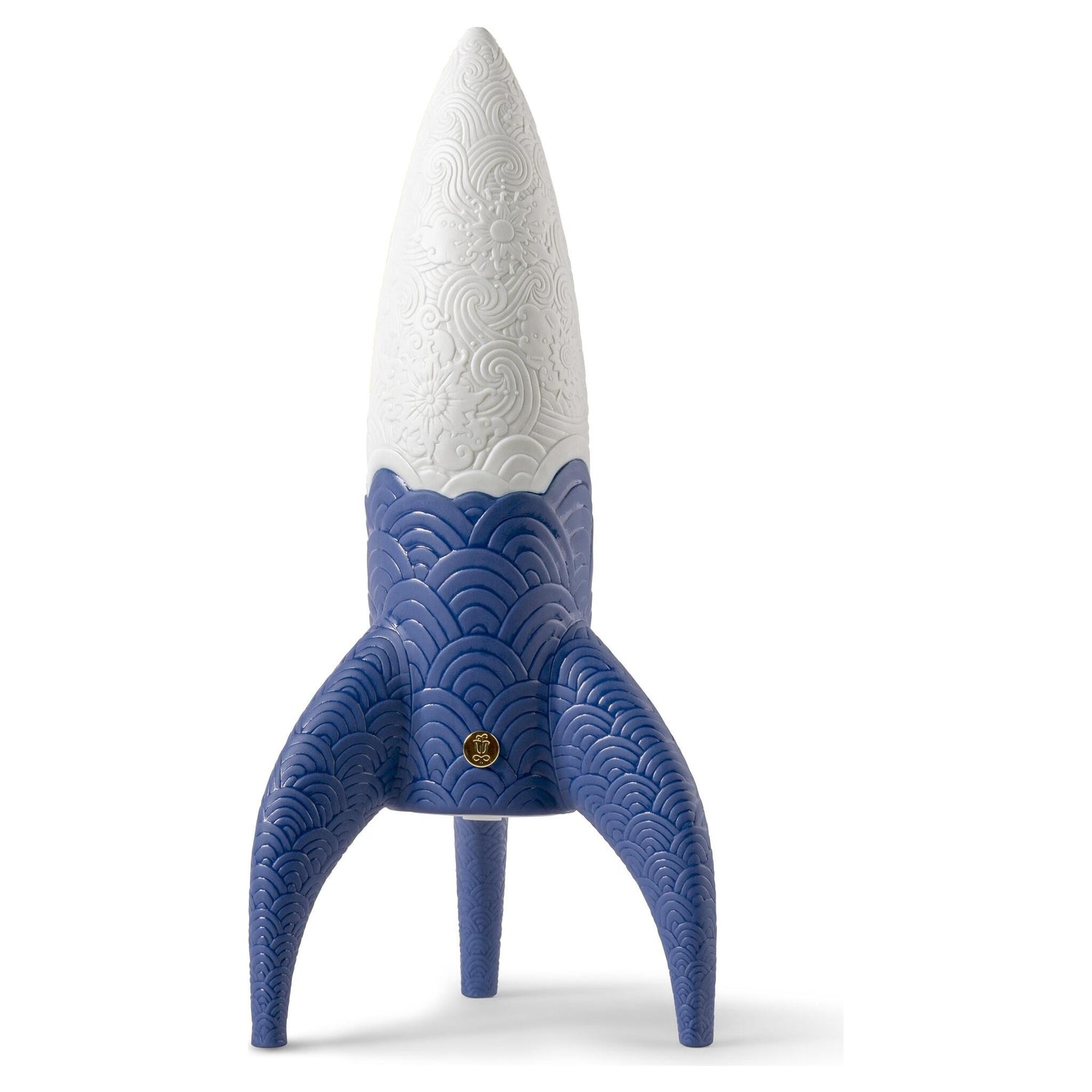 Wireless-Lampe COSMIC ROCKET aus Porzellan mit gravierten Mustern