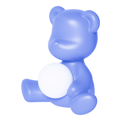 Hellblaue LED-Leuchte in Form eines Teddys mit weicher Oberfläche