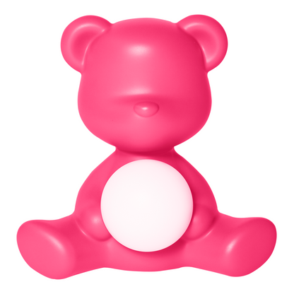 TEDDY GIRL Tischleuchte in Hellpink mit leuchtender LED-Kugel und Bärenform
