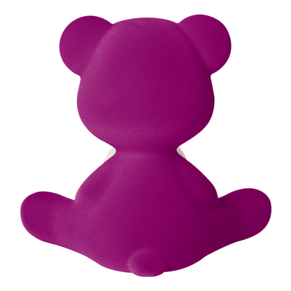 Design-Tischlampe in kräftigem Violett mit rundem LED-Leuchtkörper