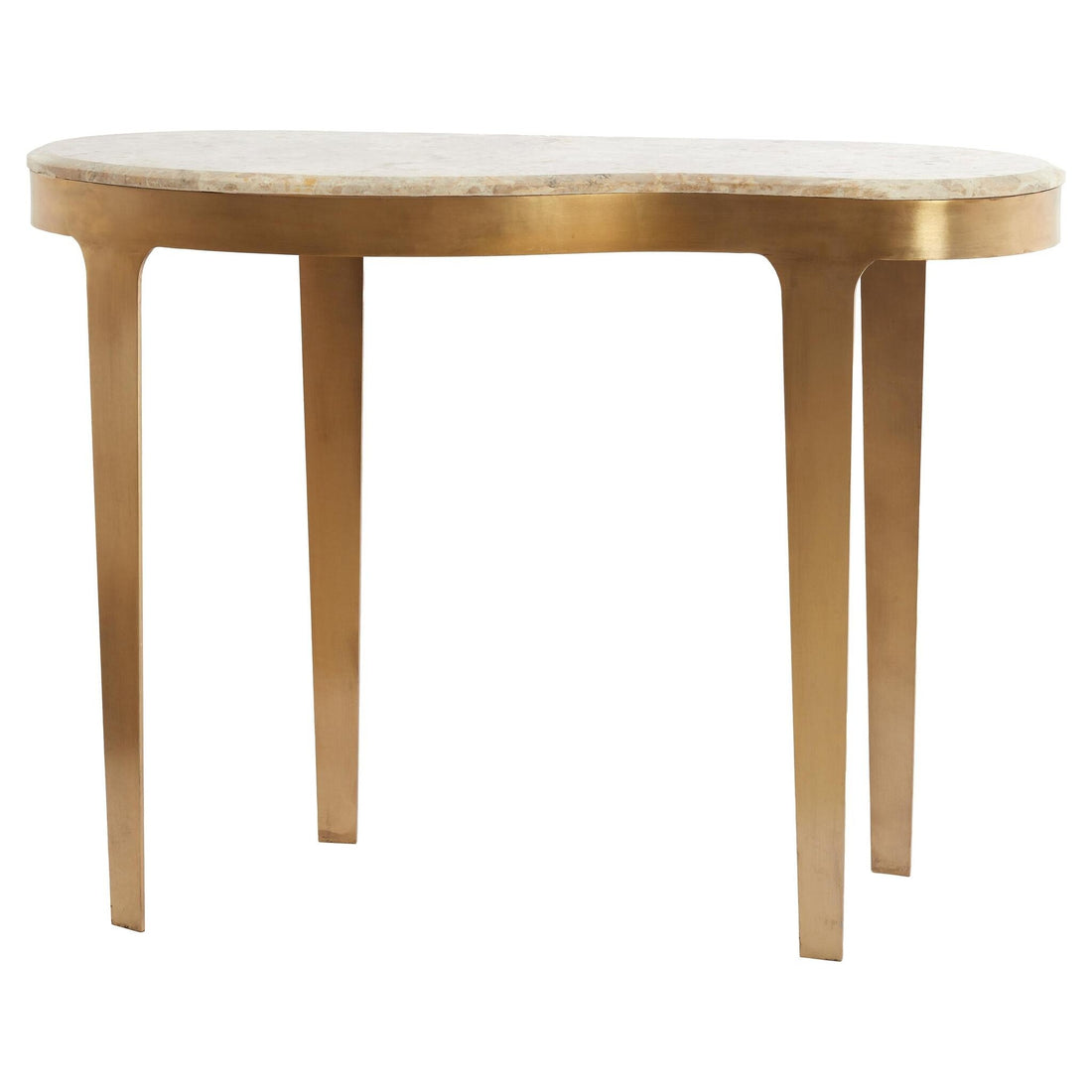 Konsolentisch mit Marmoroptik in Taupe und Gestell in Antik-Bronze