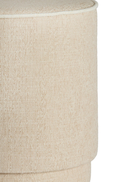 Polsterhocker mit weichem Stoffbezug in Creme-Beige