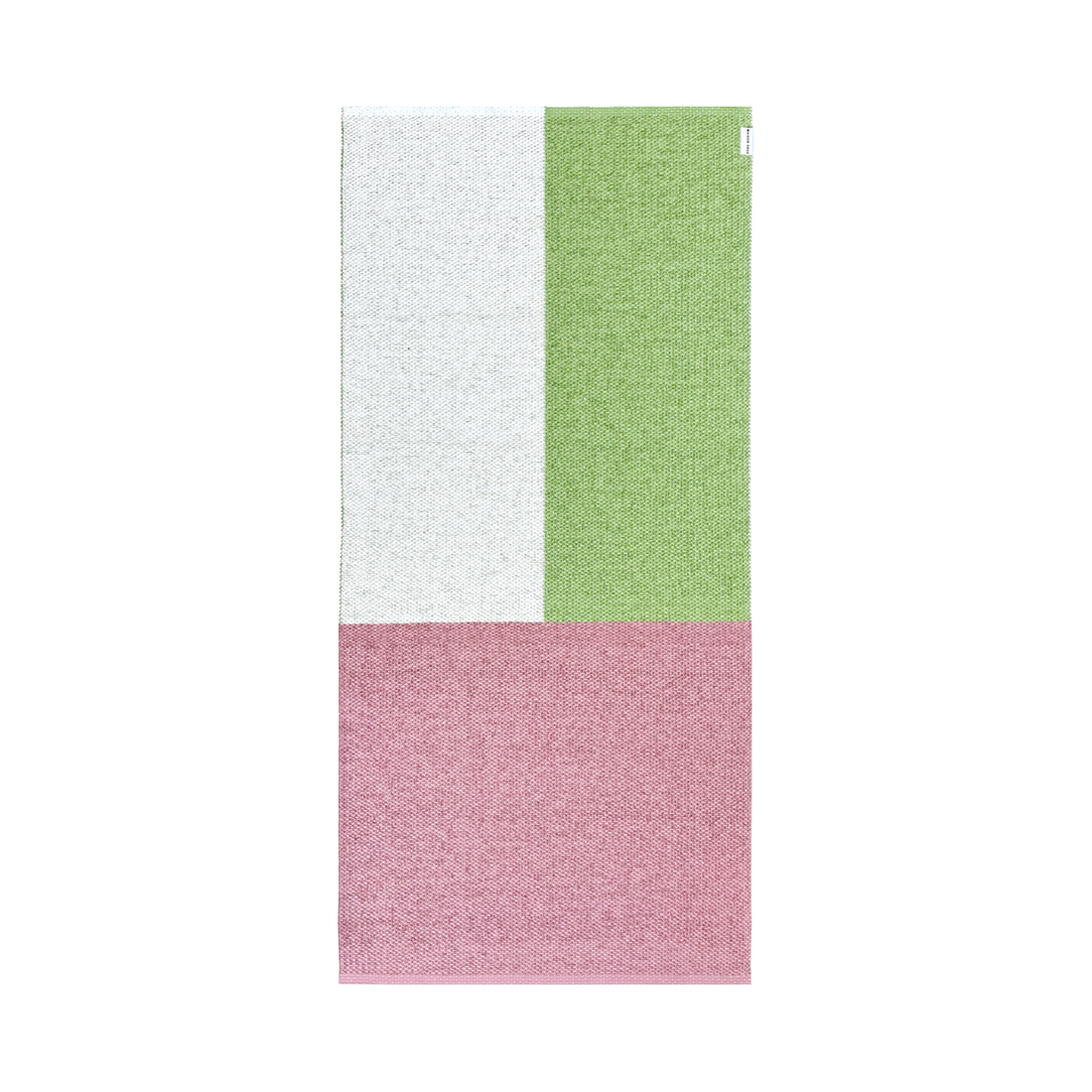 Jacquardgewebter Color Block Teppich in Kiwi und Pink im Format 70x150 cm