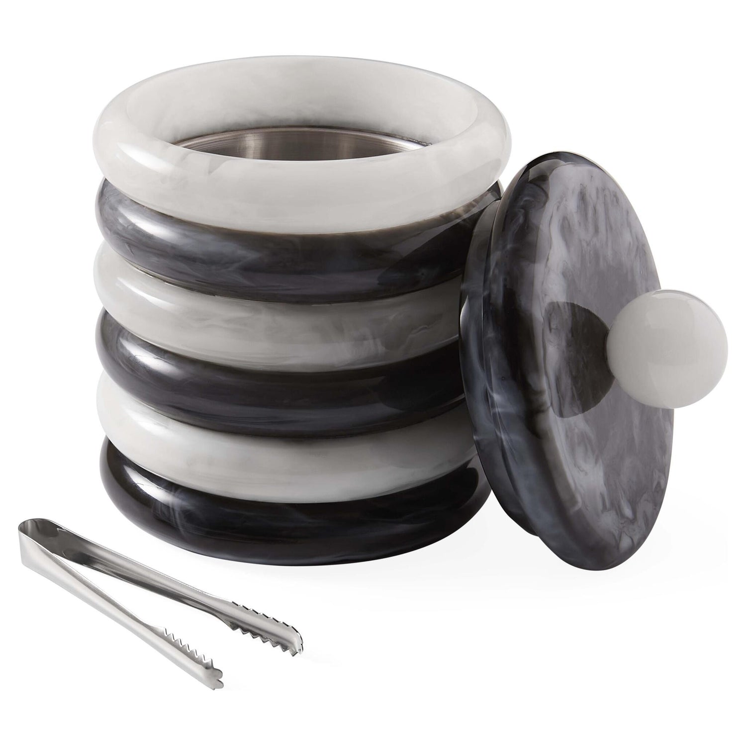 Marmorierter Eiskühler aus Acryl in Schwarz-Weiß