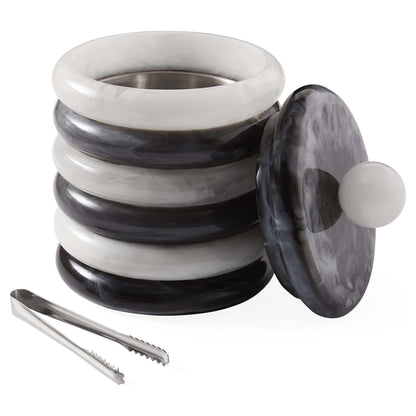 Marmorierter Eiskühler aus Acryl in Schwarz-Weiß