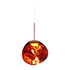 Nahaufnahme der Melt Mini Pendant Leuchte in Kupferoptik mit faszinierendem geschmolzenem Glas Effekt und modernem Design.