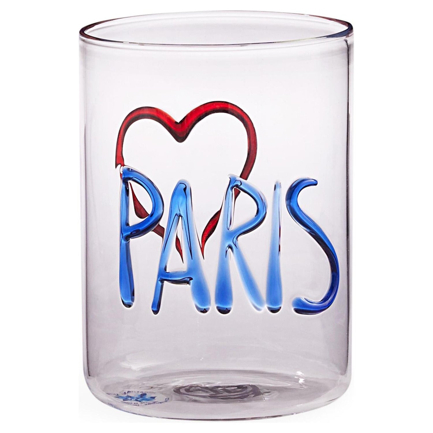 Vier handverzierte Trinkgläser im modernen Jonathan Adler Design
