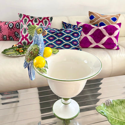 Obstschale PARROT und IKAT Kissen