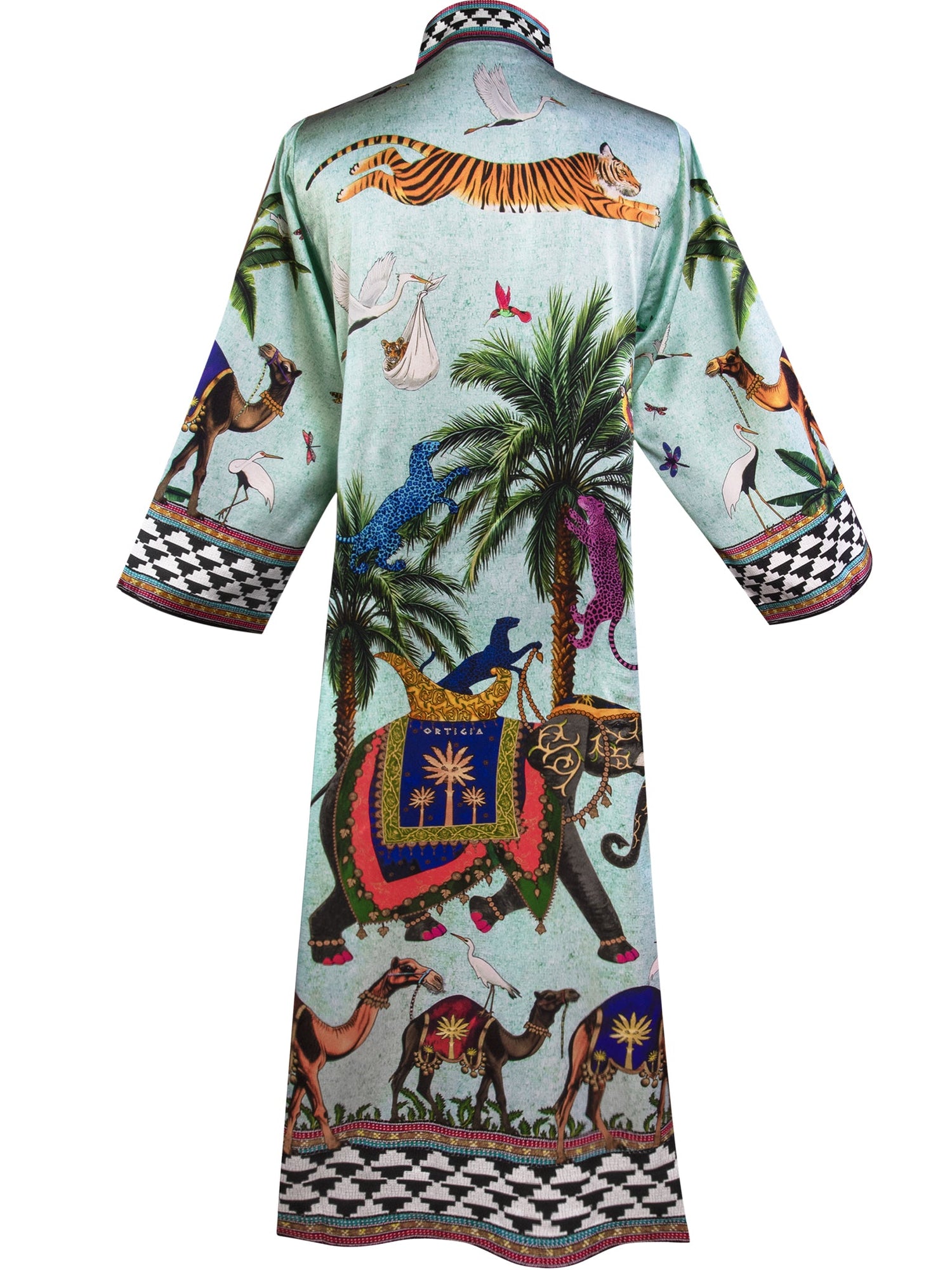 Seidenkaftan FLYING TIGER ACQUA von Ortigia Sicilia