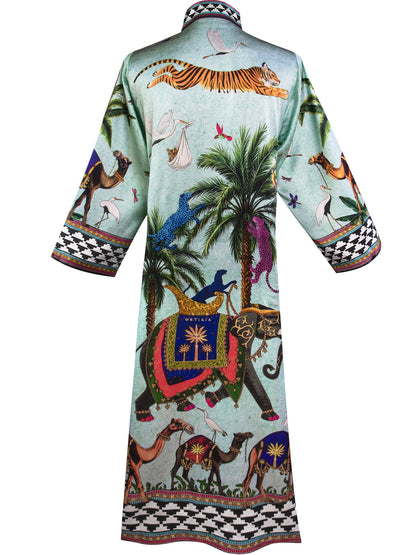 Seidenkaftan FLYING TIGER ACQUA von Ortigia Sicilia