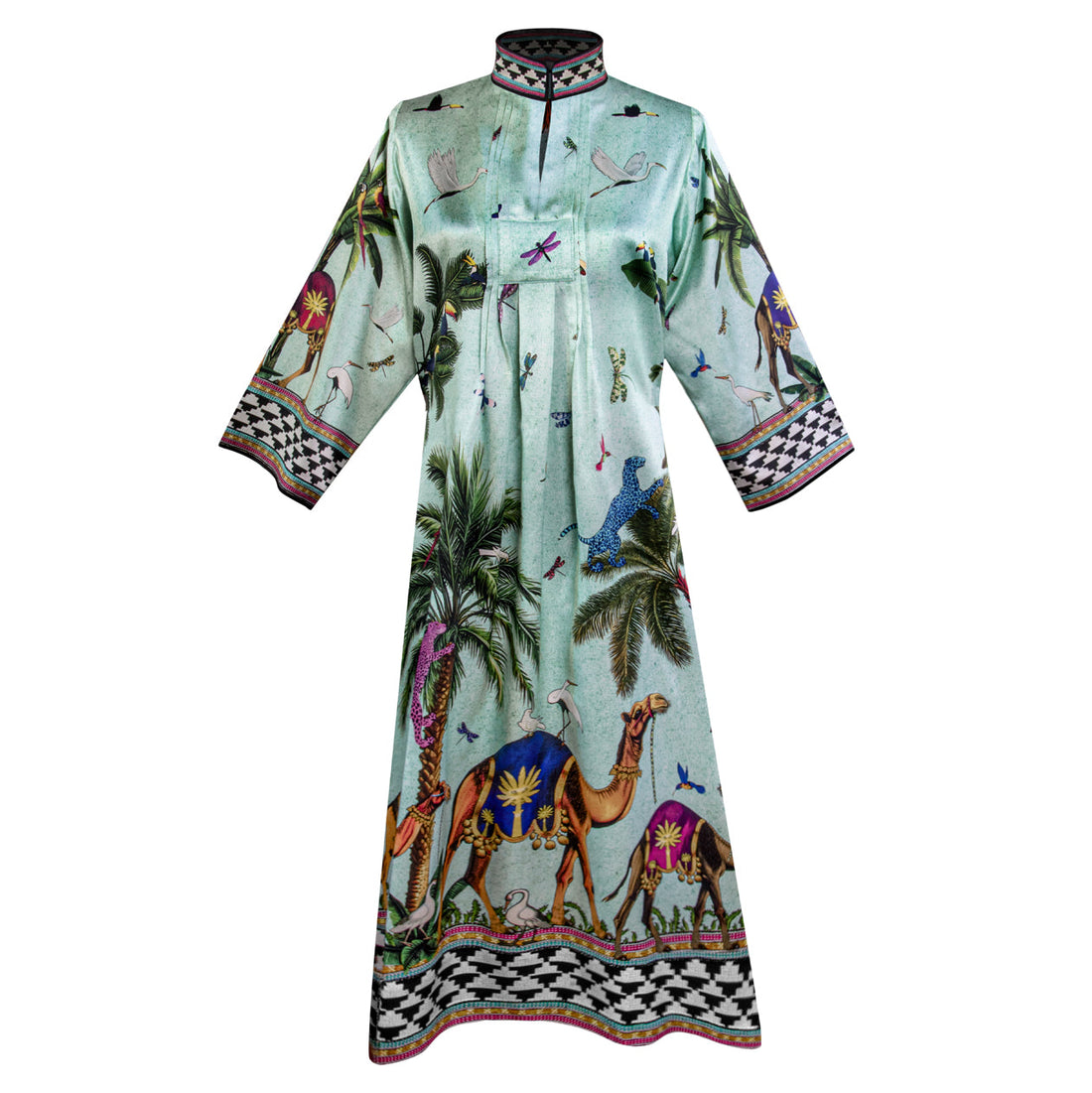 Seidenkaftan FLYING TIGER ACQUA von Ortigia Sicilia