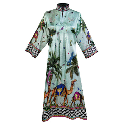Seidenkaftan FLYING TIGER ACQUA von Ortigia Sicilia