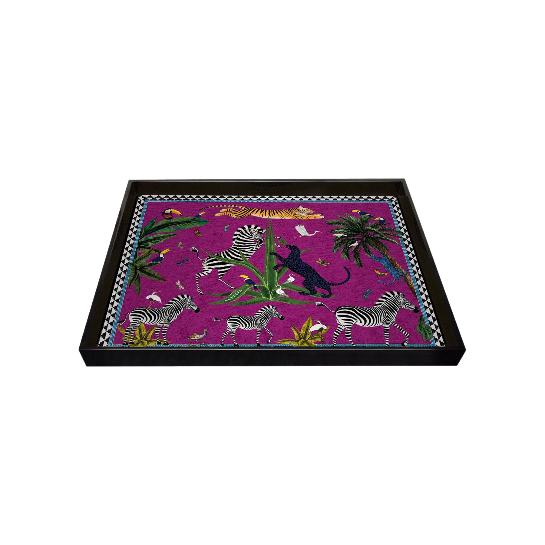 Tablett FLYING TIGER PINK CARDINALE von Ortigia Sicilia