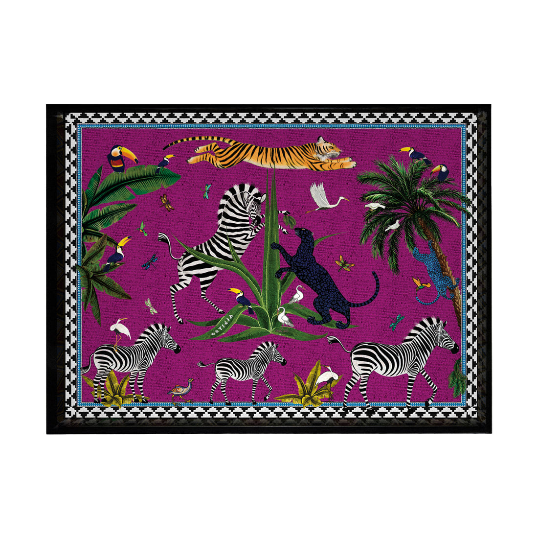 Tablett FLYING TIGER PINK CARDINALE von Ortigia Sicilia