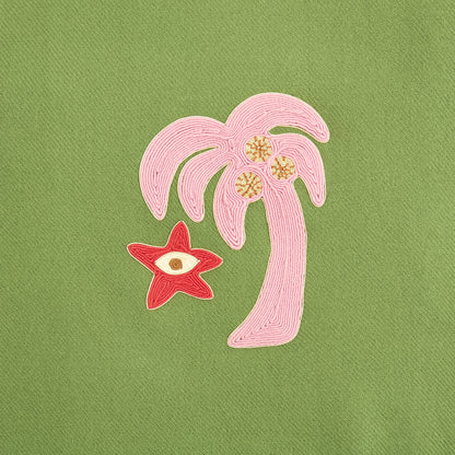 Playa Palm Tree Decke – bestickte Design-Wohndecke aus Kamelhaar &amp; Wolle von Jonathan Adler