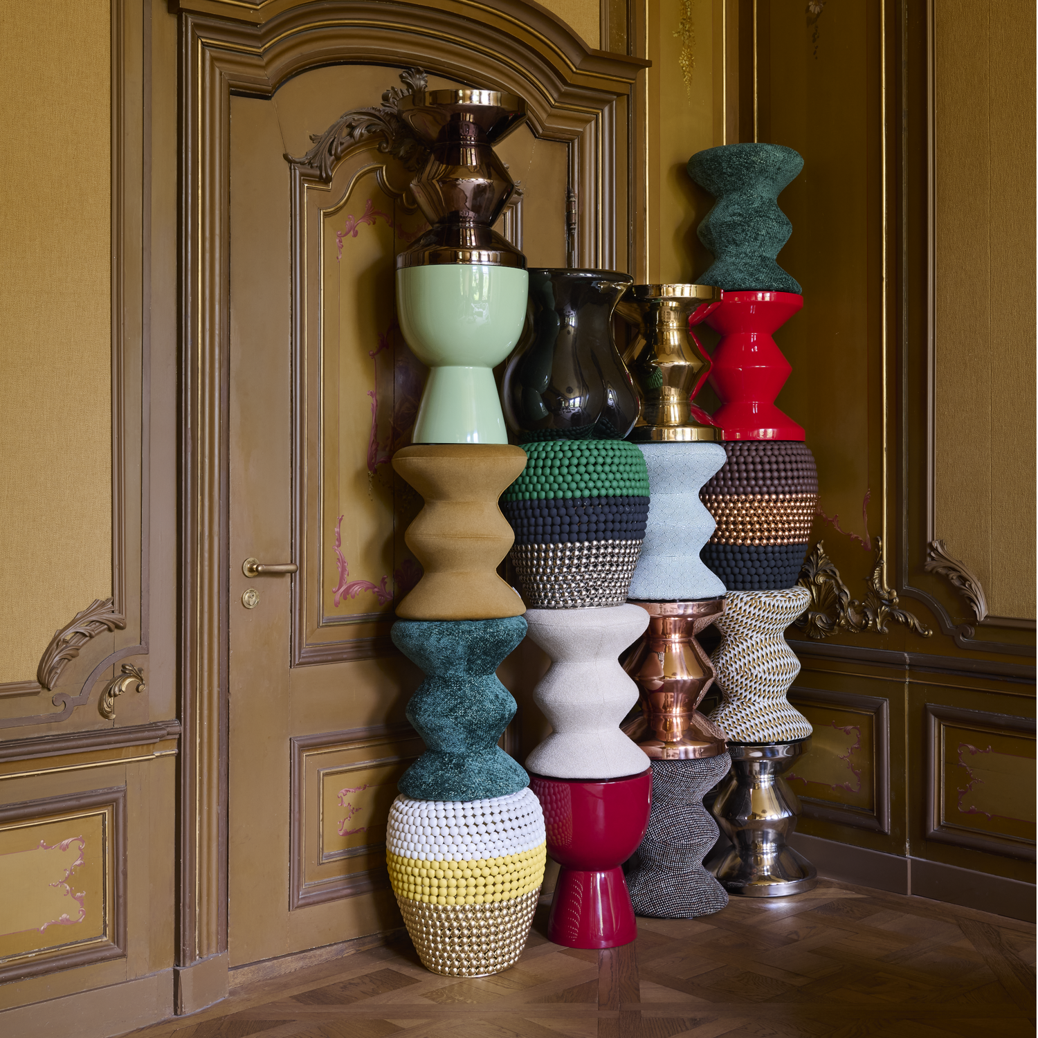 Polspotten Kupferhocker Zig Zag aus recyceltem Material