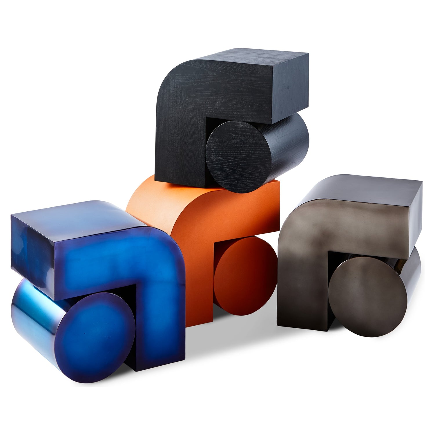 Skulpturaler Beistelltisch mit geometrischem Design in Blau