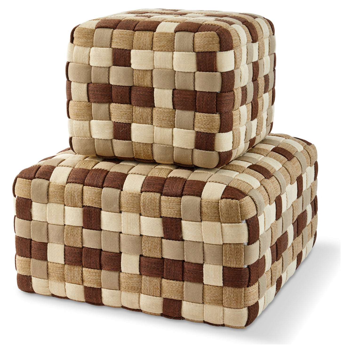 Quadratischer Design-Pouf aus Polypropylen für Innen- und Außenbereiche