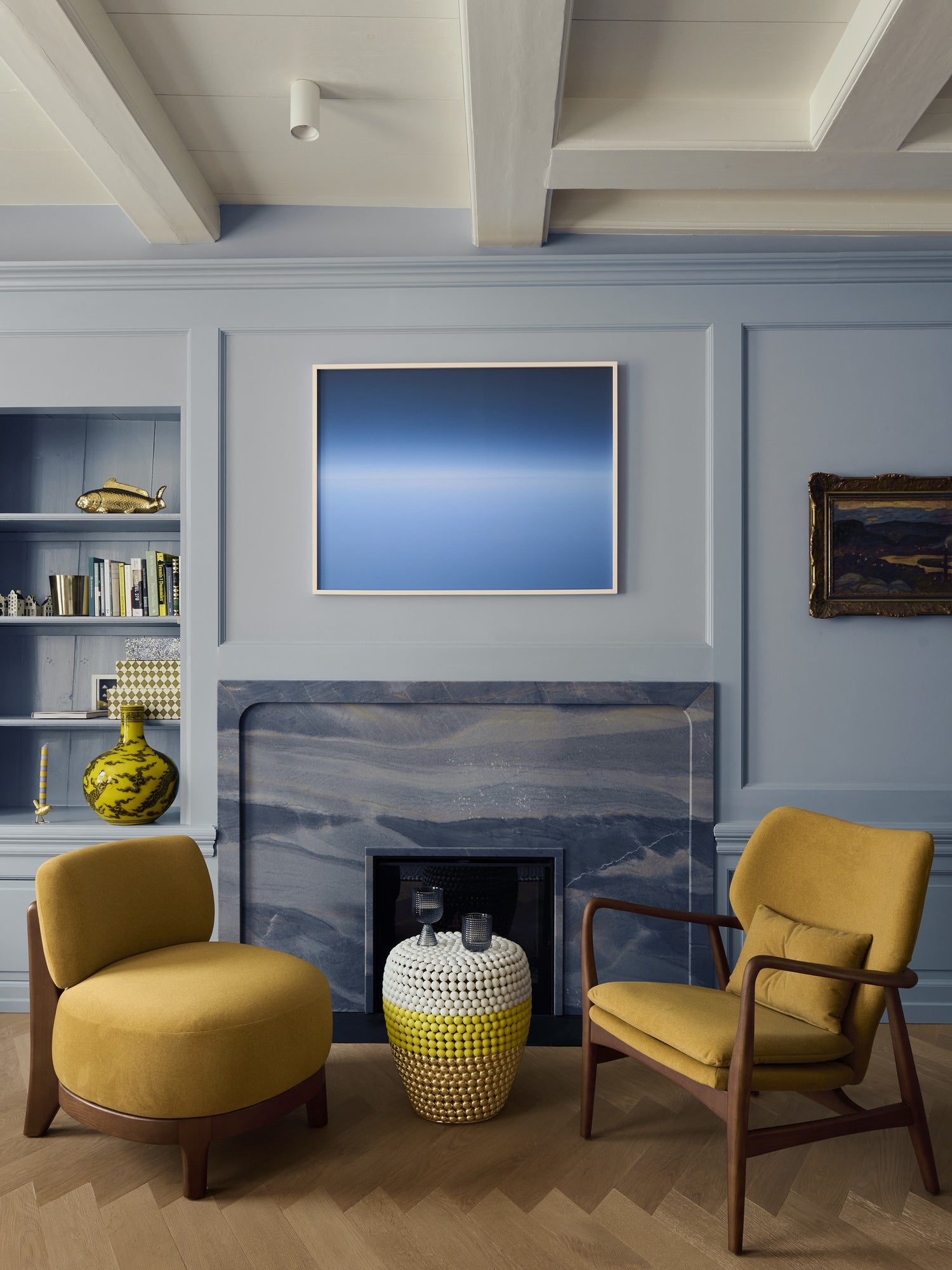 Pols Potten Lounge Chair in Gelb mit gebeiztem Eschenholz