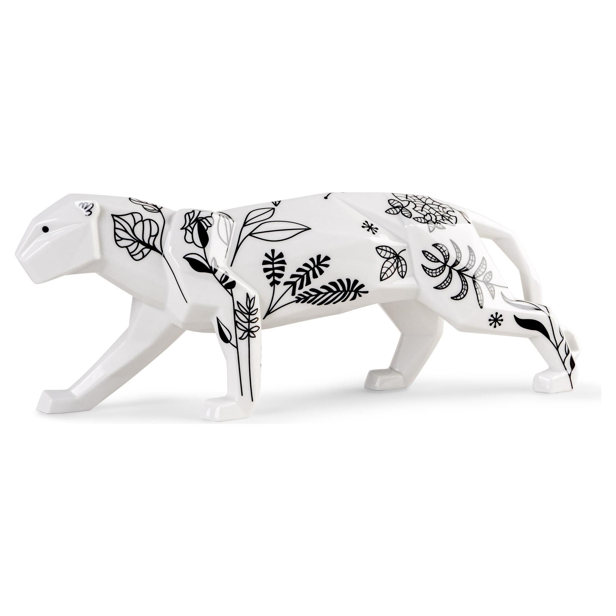 Handgefertigte Porzellan Panther Skulptur Origami Kollektion