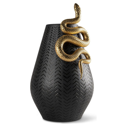 Snakes Vase als kunstvolles Porzellanobjekt mit goldener Schlange