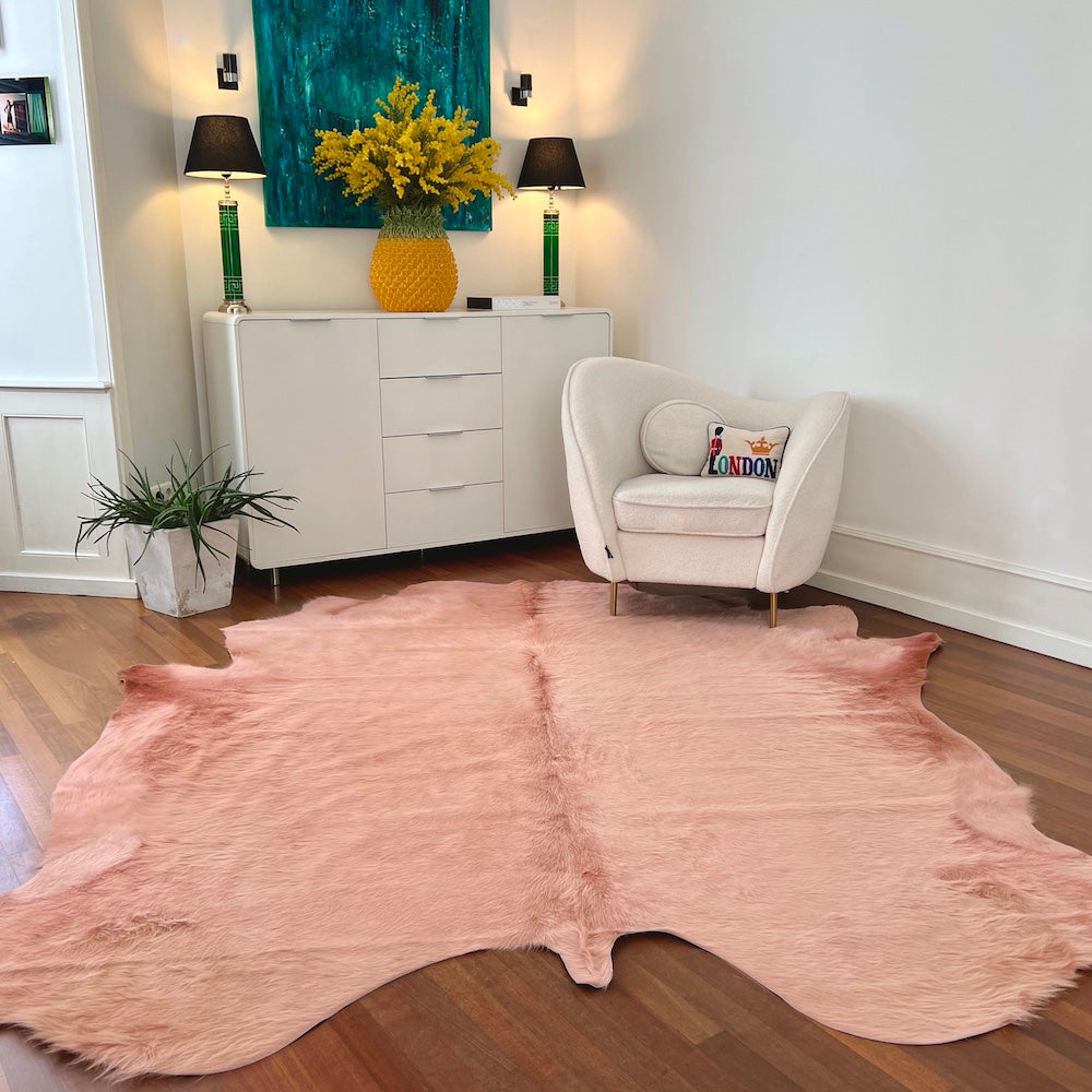 Kuhfell Teppich softrosa