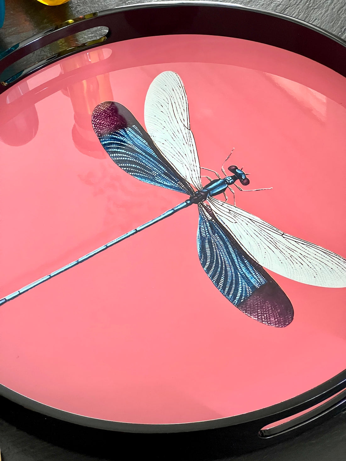 Rundes Lacktablett „Dragonfly“