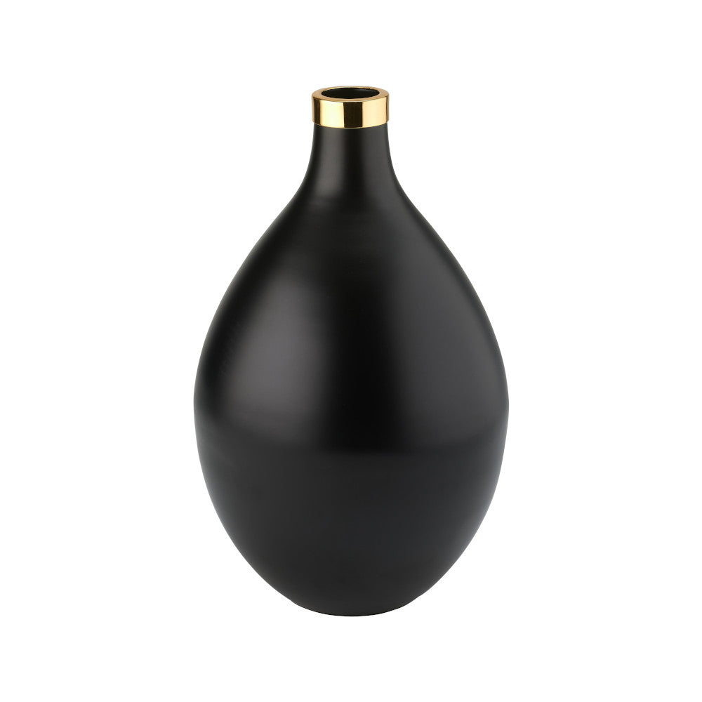 Vase SAIGON L in schwarz/ gold bauchig 40 cm