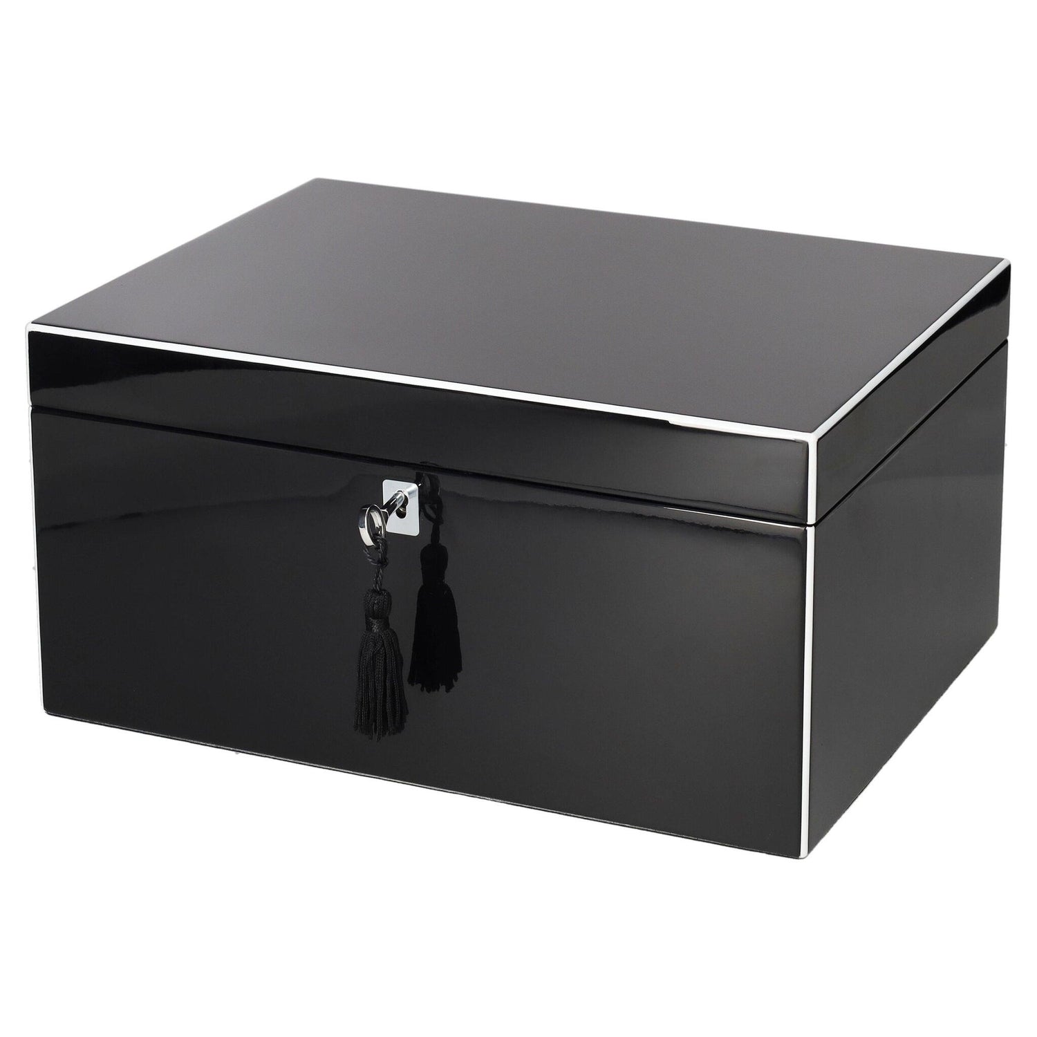 Schmuckbox L in Schwarz mit Schloss für elegante Schmuckaufbewahrung