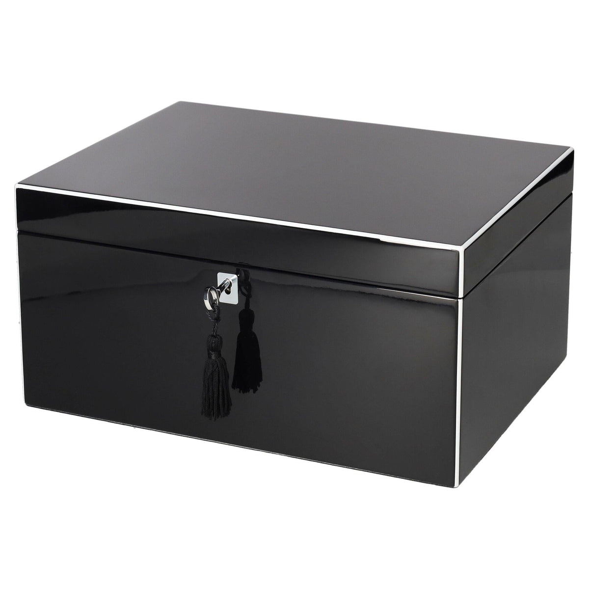 Schmuckbox L in Schwarz mit Schloss für elegante Schmuckaufbewahrung